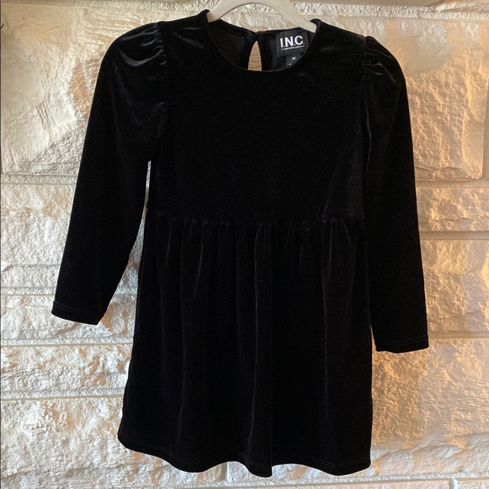 INC International Concepts Girls Velvet Dress in Black - 3T